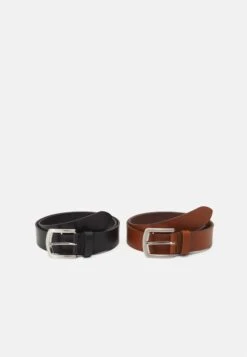 Pier One Leather 2 Pack - Cintura - Cognac/Black