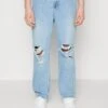 Pier One Distress On KneesJeans BaggyLight Blue Denim Uomo Jeans PI922G04N-K11