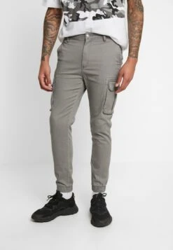 Pier One Cuffed Skinny Trouser- Pantaloni Cargo - Grey